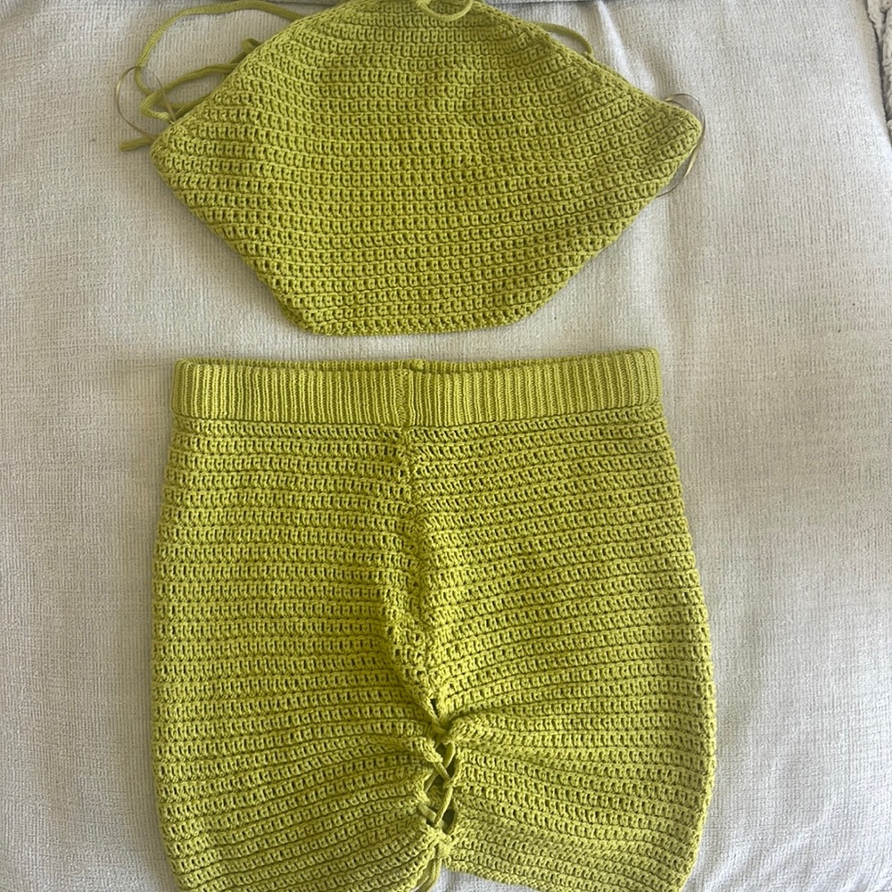 Two piece knit set in lime green from Luna B. Never worn!